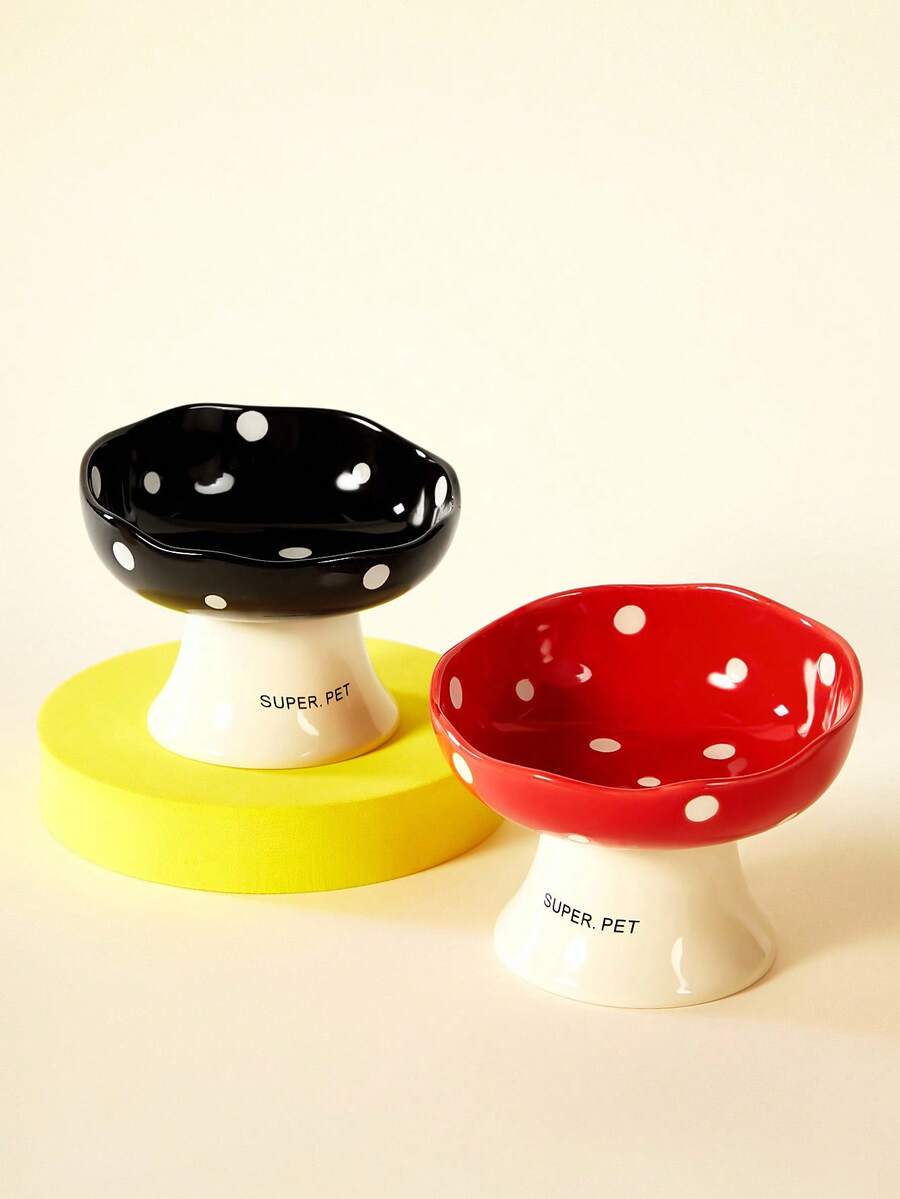 PETSIN Cat Bowl Ceramic Cat Food Bowl Dog Bowl Food Bowl Cat Bowl Rice Bowl High Footed Dog Drinking Bowl Diagonal Mouth Large Bowl Pet Specific