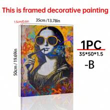 Art Decor Modern Mona Lisa Canvas Print, Fashion Theme Retro Portrait Wall Art, Frameless Ink Artwork, Indoor Hanging Decor Poster For Living Room, Bedroom, Home Office - Basquiat-Inspired Watercolor Design Gifts Birthday Graduation