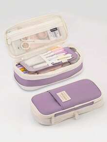 1 件可扩展创意铅笔盒，大容量，适合男女用作文具收纳，非常适合书房和办公用品袋 - 回到学校 - 彩色 - 查看 5