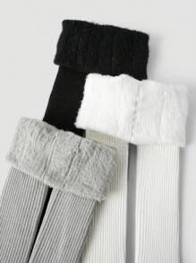 3 Pairs Girls Thermal Lined Tights, Stretchy Soft Warm Leggings, Suitable For Autumn/Winter Daily Wear, Back To School, Travel, Holidays - Random Colors