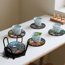 6 pièces de dessous de verre courts bohèmes de décoration de table créative avec motif de poissons. Dessous de verre universels pour tasses à thé et tasses à café, parfaits pour la maison et le bureau. Cadeau parfait pour l'automne, Halloween, Thanksgiving et les anniversaires