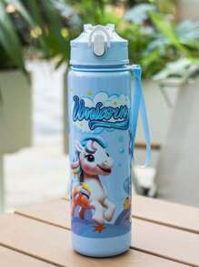 1pc 750ml/25oz Cartoon Pony Themed Plastic Water Bottle, Leak-Proof, Portable, Straw, Hand Washable, Suitable For Outdoor Activities, Games, Cycling, Camping, Great For Holidays And Birthday Gifts