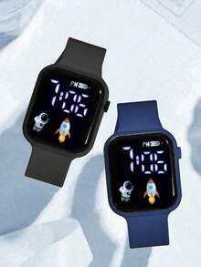 2入組兒童方錶盤數字手錶 - 彩色 - 查看 3