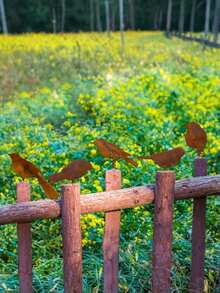 [Rustikale Oberfläche] [Erntedankfest] [Halloween] 5 Stücke dekorative Metallvogel-förmige Silhouetten-Skulptur, rostig, batteriefrei, geeignet für Hochzeitsdekoration, Außengärten, Innenhöfe, Zäune, Halloween - Verschiedenfarbig - Übersicht 5