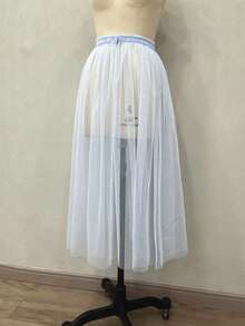 1 件白色新娘派对礼服，配有可拆卸裙裾、松紧腰带和荷叶边，长度 80 厘米，万圣节 - 白色 - 查看 19