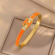 1 件 18K 镀金 H 型手链，优雅串珠首饰手链，适合圣诞节、母亲节送给女性的礼物（无盒） - H字母 - 查看 4