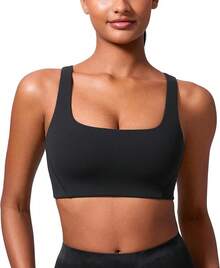 CRZ YOGA Butterlift Sujetador Deportivo para Mujer con Cuello Cuadrado y Doble Forro con Espalda Cruzada - Negro - Ver 3