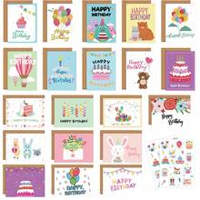 42张生日快乐贺卡带信封贴纸DIY组合套装INS创意祝福留言生日卡片（20张生日卡+20个信封+2张生日贴纸）