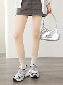 青少年厚底运动鞋，2025年新款厚底休闲运动鞋，青少年舒适，秋季 - 銀色 - 查看 4