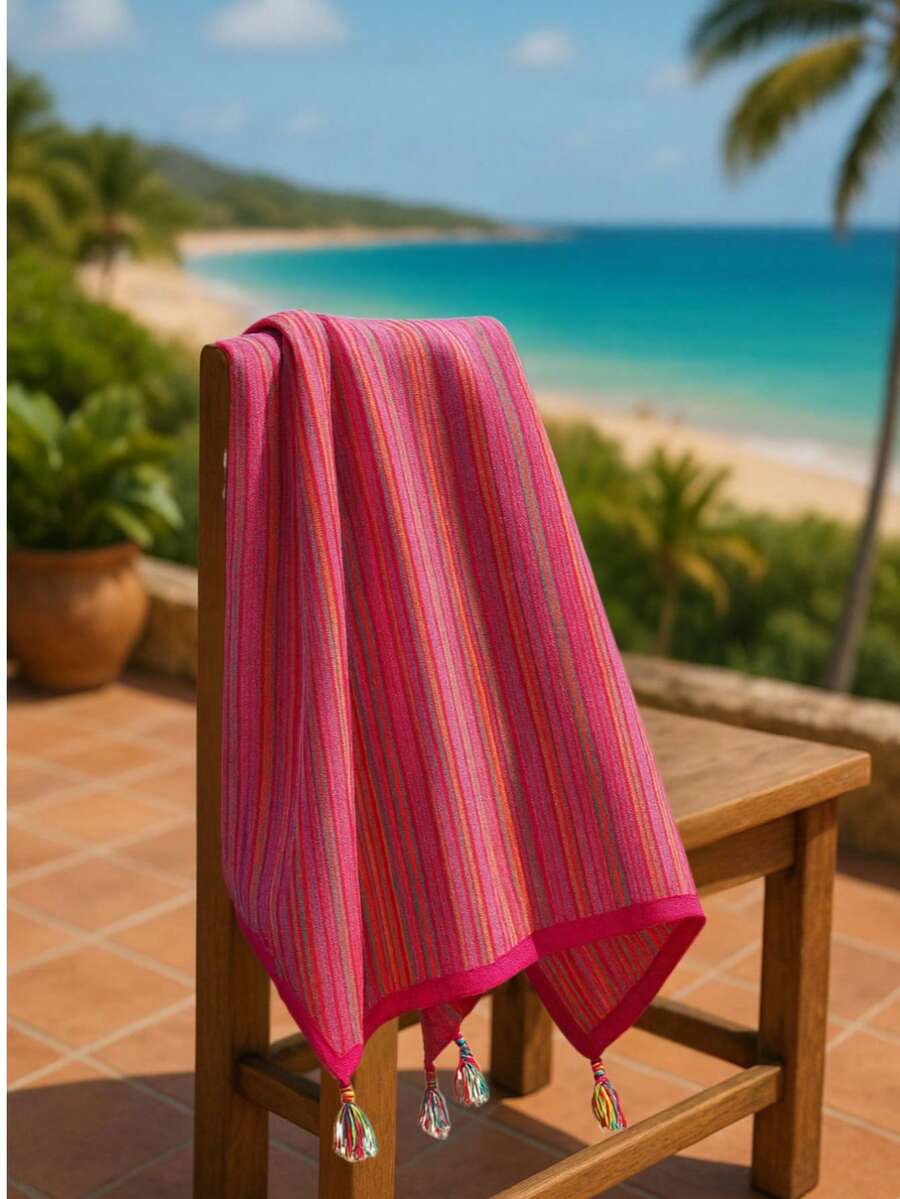 Duży ręcznik plażowy 90x170 cm – 100% bawełny – miękki, chłonny i szybkoschnący – wyprodukowany w Turcji – uniwersalny do użytku w podróży, na basenie i w wannie - Beżowy - Zobacz 1