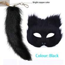 2pcs Halloween Masquerade Mask Half Face Prop Cat Mask Halloween Serial Fox Mask - Multicolor - View 12