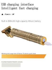 Kemei KM-T9 Hair Clippers For Men,Cordless Electric Hair Trimmer And Beard Shaver,T Blade Zero Gapped Edgers Clipper Hair Cutting Kit,Rechargeable,Gift For Father&Gift For Men,Type C-USB