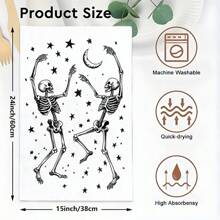 1 set/2 buc prosoape de vase cu model de craniu de Halloween, bureți abrazivi, potrivite pentru restaurante, bucătării, băi, decorațiuni de sărbători, decorațiuni pentru întâlniri de familie, decorațiuni pentru casă, articole de uz casnic, cadouri pentru vârstnici și prieteni