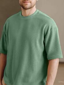 Kit 2 RelaxMax Men's Casual Oversized Textured Mesh Shirt - Black and Mint Green - View 2