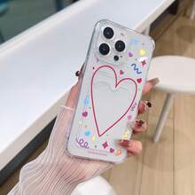 Funda con un elegante diseño de líneas y corazones, fabricada en TPU, con ranura para tarjeta y fotos. Compatible con phone 11, 12, 13, 14, 15 y 16. - Blanco - Ver 3
