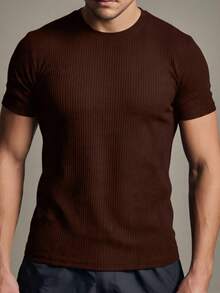 Kit 2 Basic Casual Textured T-Shirt Straight Textured Premium Mesh - 黑色和棕色 - 查看 2