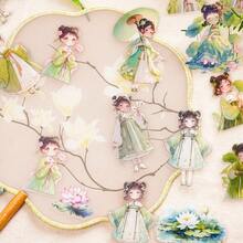 30 Stück gemischte schöne Mädchen Stil PET Aufkleber Set, geeignet für Laptop, Album, Gepäck, Handyhülle, Scrapbooking, Raumdekoration, Mädchen Spielsachen, Büroartikel Aufkleber