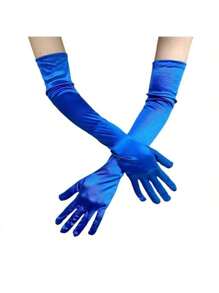 1 par de luvas longas de cetim pretas para mulheres, luvas sensuais adequadas para vestidos de noite, casamentos, acessórios para roupas de festa
