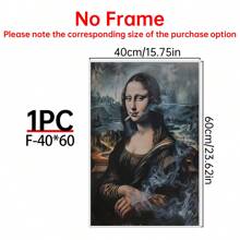 Art Decor Modern Mona Lisa Canvas Print, Fashion Theme Retro Portrait Wall Art, Frameless Ink Artwork, Indoor Hanging Decor Poster For Living Room, Bedroom, Home Office - Basquiat-Inspired Watercolor Design Gifts Birthday Graduation
