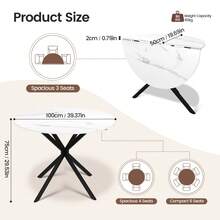 Dining Table And Chairs Set Of 4, Folding Round Dining Table With 4 Linen Fabric Chairs For Dining Room,Kitchen,Living Room - White Table + 4 Grey Linen Chairs - View 3