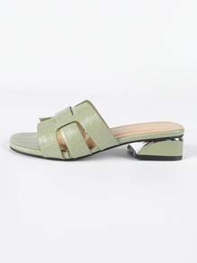 2 Colors Flat Slippers Chunky Heel Open Toe Solid Color Bohemian Fashion Casual Low Heel Women Sandals