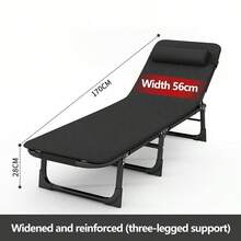 1 Pc Foldable Steel Frame Recliner Chair, Portable Folding Chaise Lounge, Siesta Rest Chair, Multi-Functional Folding Bed, Suitable For Office, Home, Outdoor Patio