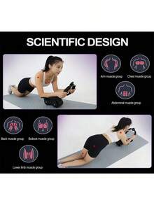 LIPETY Ab Roller Wheel With Timer & Knee Mat,Automatic Rebound Abdominal Wheel With Elbow Support Ab Workout Equipment For Strengthening Core Muscles Abs Exercise Roller For Women Men - Black - View 8