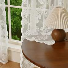 1 件白色蝴蝶和花朵蕾丝薄纱窗帘，法式优雅蕾丝窗帘，蕾丝梦幻窗帘配件，非常适合卧室和客厅装饰
