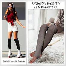 Long Leg Warmers Women 24 Inch Over Knee Knit Ribbed Leg Warmer Stirrup Yoga 80s Party Dance Ballet Supply - Hitam, Abu-abu, Abu-abu Tua - View 4
