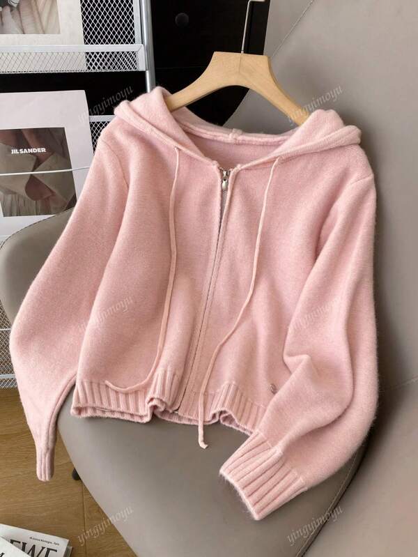 Sudadera con capucha de unicolor casual de manga larga con cremallera para mujer, top de manga larga para otoño/invierno, consejos de estilo, perfecto para uso diario, en casa y al aire libre. Ropa de mujer para otoño, ropa de vuelta al colegio Y2K, atuendos para salir, blusas básicas, ropa gótica de mujer, disfraces de Halloween, ropa navideña