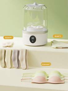 便携式迷你内衣洗衣机，适用于袜子、内衣、女用贴身衣物和婴儿服装的洗衣机，1L 紧凑型精致洗衣机，配备 3000mAh 电池，适合旅行和宿舍使用，5/10 分钟一键式定时器