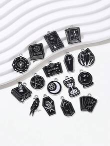 8/16pcs New Gothic Style Crystal Pendant Charms, Suitable For Keychain,Necklace, Jewelry DIY - Black - View 2