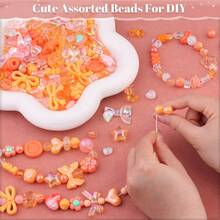 1 Pack/40g Random Mix Of Beads For Bracelets, Necklaces, Phone Straps - Includes Acrylic Flower, Bow, Heart Beads For DIY Jewelry Making - Multicolor - View 7
