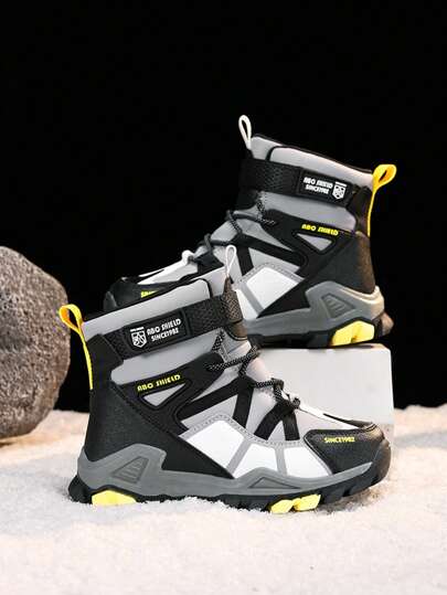 1 Pair Kids Winter Winter Shoes, High-Top Snow Boots With Leather Upper And Non-Slip, Wear-Resistant TPR Outsole, Suitable For Outdoor Hiking, Daily Wear, Warm, Soft And Comfortable Athletic Shoes