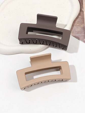 2个复古条纹长方形发夹，适合女性，适合浓密头发，强力防滑发夹，适合长发，时尚配饰，休闲派对爪夹，冬季发夹