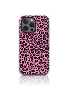 Pink Leopard Print Two-In-One Anti-Drop Design For Film Cases Phone Case Suitable For Compatible With Iphone17,16, 15, 14, 13, 12, 11, PRO MAX, Air, - Multicolor - View 2