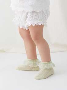 3 paia di calzini per neonati/bambini piccoli, adorabili, con ricamo e bordo in pizzo, design in rete traspirante, leggeri e morbidi, versatili calzini alla caviglia per uso quotidiano