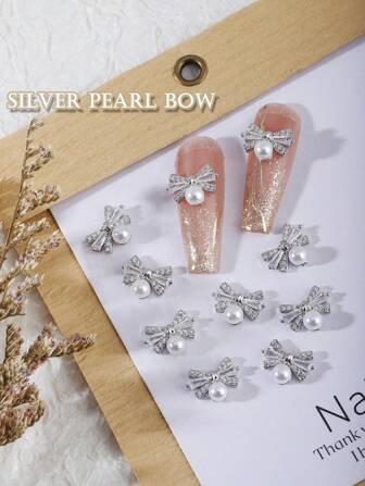4 piezas Adornos de uñas estilo japonés y coreano con diseño de mariposa 3D, estilo plateado lujoso, adorno de uñas tridimensional con diamantes, Y2K con textura metálica simple y versátil para decoración DIY de uñas, accesorios decorativos de uñas postizas, incrustaciones y suministros para uñas