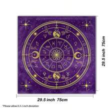 1pc Mystical Tarot Constellation Square Altar Cloth - Witchy Nature Tablecloth With Tarot Card Reading Design Perfect For Spiritual Occasions And Festivals, Mystical DecorCelestial Theme Suitable For Divination Beginners Placenta - Black - View 6