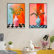 1pc Fall Vintage Modern Cactus Posters And Prints Canvas Painting Wall Arts Botanical Flower Vase Minimalist Pictures For Room Home Decor No Frame - Multicolor - View 1