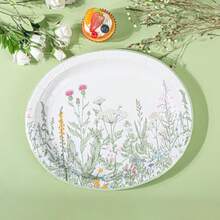 YQQ 50Pcs Wildflower Oval Paper Plates Spring Summer Floral Disposable Party Plates Vintage Garden Botanical Green Leaves Herbs 10 X 12 Dinner Serving Dish PlattersTANGYU - 春色 - 查看 5
