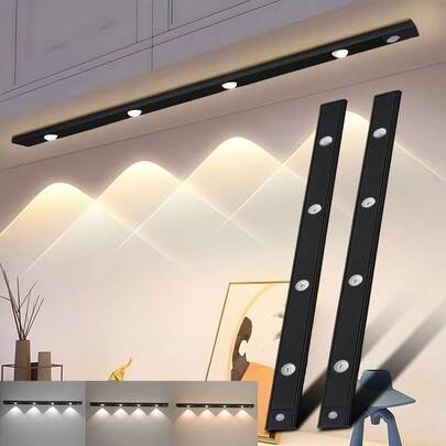 LED Luz de Armario con Sensor de Movimiento 50cm, Luces LED Ultrafinas Recargables por USB de 3 Colores Regulables Debajo del Armario, Luz Nocturna para Armario, Dormitorio, Escaler