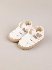1 Pair Minimalist Two-Tone Non-Slip Flat Sandals, Versatile Design Suitable For Summer - White - View 1
