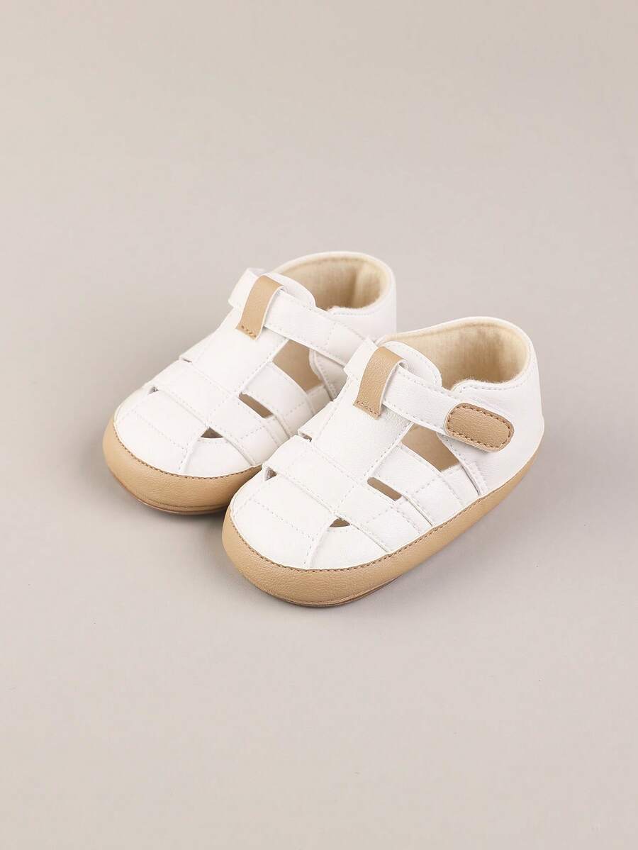 1 Pair Minimalist Two-Tone Non-Slip Flat Sandals, Versatile Design Suitable For Summer - White - View 1