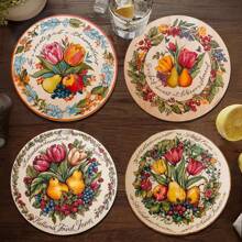 1 Set / 4 Piezas / 6 Piezas: Posavasos de barro de diatomitas con patrón de tulipanes y frutas, posavasos de café con flores, decoraciones para ocasiones múltiples para el hogar y restaurantes, regalos diarios, decoraciones de mesa, decoraciones diarias, decoraciones para fiestas temáticas