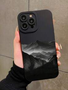 1 件时尚山地印花穿孔直边彩绘防摔手机壳，兼容 16/11/16pro/16plus/16promax/16e/15Promax/13/14/12/XS/XR/7G/8P，兼容三星 Galaxy S25/S25PLUS/S25 Ultra/A16/A36/A26/A56/A50/A12/A32/A52 防水防震防刮 - 彩色 - 查看 2