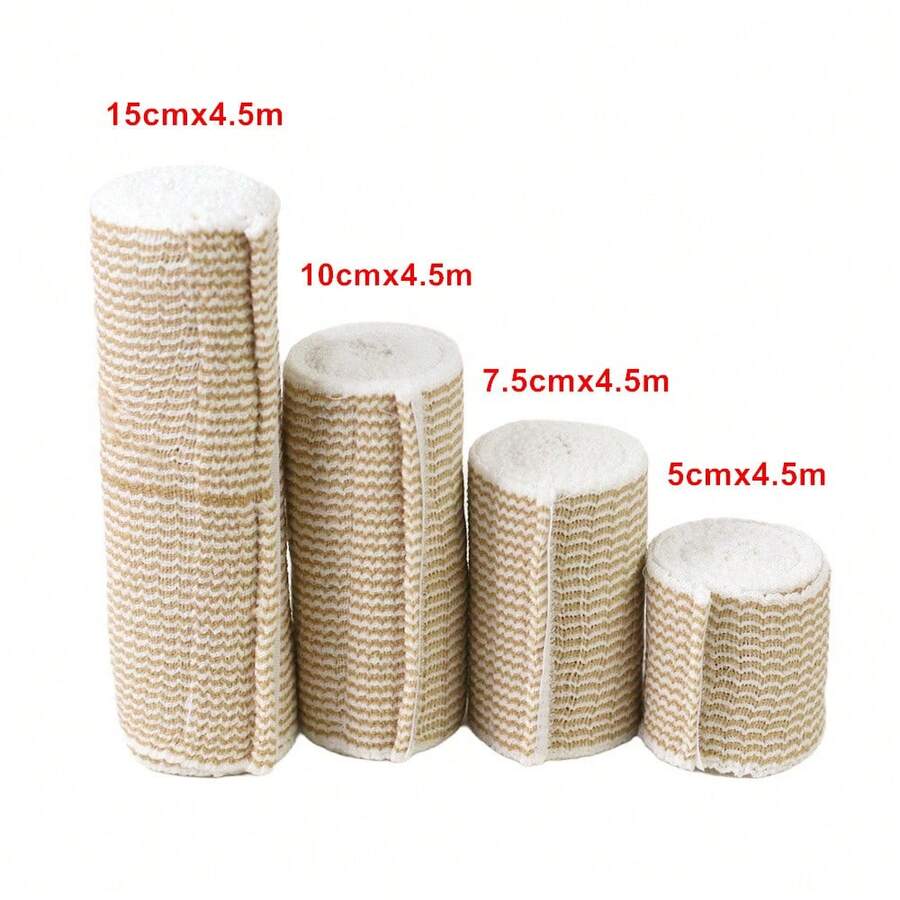 1 卷 5 厘米/7.5 厘米/10 厘米/15 厘米 X 4.5 米图案高弹性运动绷带、压缩绷带、运动胶带、钩环紧固件透气包裹绷带 - 米色 - 查看 1