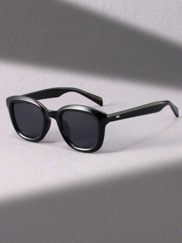 1 Pair Men's Vintage Small Square Studded Fashion Glasses, Fashionable Outdoor Simple Luxury Glare Protection Fashion Glasses