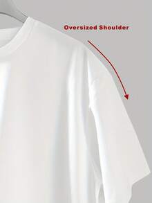 Camiseta de Hombre con Estampado de Letras NEGRAS, Transpirable y Cómoda, Corte Holgado, Ropa para Exteriores - Blanco - Ver 4