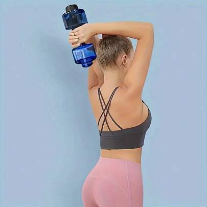 2pcs Portable Adjustable Weight Water Dumbbell Fitness Water Bottle: High-Density Plastic For Outdoor And Indoor Fitness